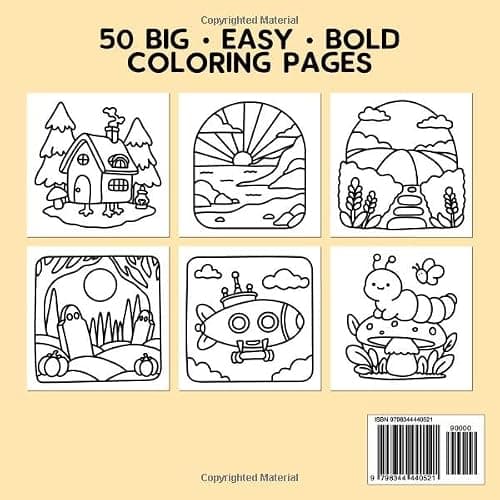 Simple Art: 50 Simple Bold and Easy Big Coloring Book for Adults and Kids - Gorgeous Gift for Relaxation and Stress Relief with Minimalist Features thumbnail 2