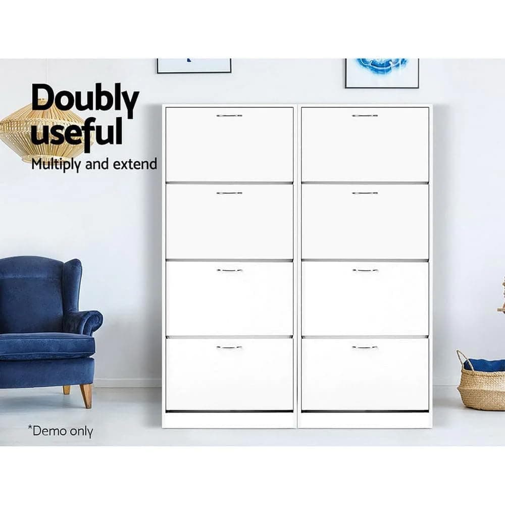 Artiss Shoe Rack Storage Cabinet Organiser 60 Pairs White Shelf Drawer Footwear Closet Organization Space Saving Home Furniture Bedroom Hallway Entryway Modern Design Durable Sturdy Easy thumbnail 8
