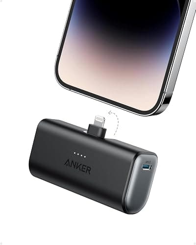 Anker Nano 5,000mAh Portable Charger for iPhone, MFi Certified Built-in Lightning Connector, 12W Compact Battery Pack for iPhone 14/13/12 Series, Black - Image 1