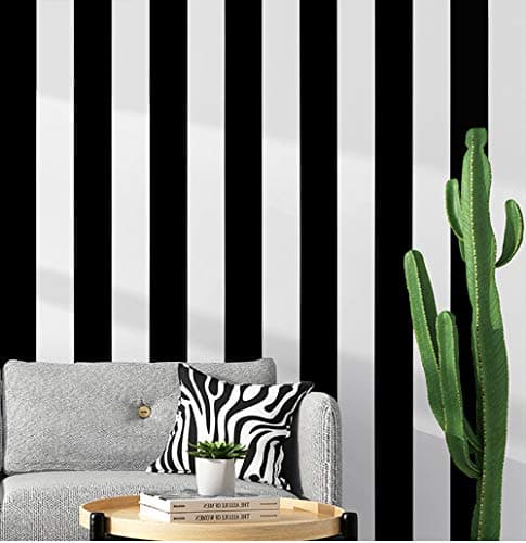 Guvana 197"x17.7" Black and White Stripe Contact Paper Peel and Stick Wallpaper Self-Adhesive Wallpaper Removable Contact Paper Modern Wallpaper for Living Room Bedroom Countertop Shelf Drawer Decor - Image 1