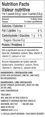 True Lime Water Enhancer (Bilingual Label) - Sugar Free 0 Calories 100% Natural Lime for Water and Tea - Single-Serve Packets 32 Count (1-Pack) - Made from Real Limes, No Preservatives thumbnail 2