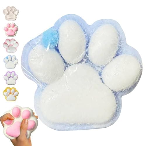 Cat Paw Squishy Toys, Handmade Taba Squishy Big Cat Paw Silicone Squeeze Toys, Furry Cat Paw Squishys Toys for Stress Relief, Fufu Squishys 4 Inch Cute Soft Squeeze Toy, Squeeze Fidget Toys - Image 1