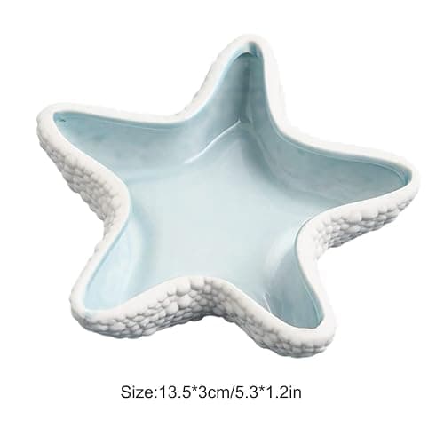 Linfye Starfish Jewelry Dish Tray - Ceramic Ring and Trinket Holder - Ocean Style Table Decoration for Earrings and Candy Storage thumbnail 7