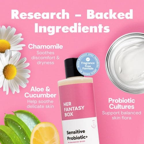Her Fantasy Box | Sensitive Probiotic+ Gentle Cleanser – Fragrance-Free, pH Balanced Body Wash with Chamomile & Probiotic Lysates, Vegan & Cruelty Free, 8 oz thumbnail 3
