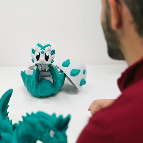 Articulated Dragon with Fantasy Egg – 3D Printed Mythical Creature Gift, Posable Jointed Companion, Collectible Detailed Shelf or Desk Decoration - for Adults (Emerald Dragon + Egg) thumbnail 5
