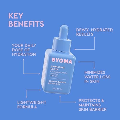 BYOMA Hydrating Serum - Moisturizing Facial Serum with Squalane, Glycerin & Ceramides - Hydrating for Glowing, Dewy Skin - 1.01 fl. oz thumbnail 4