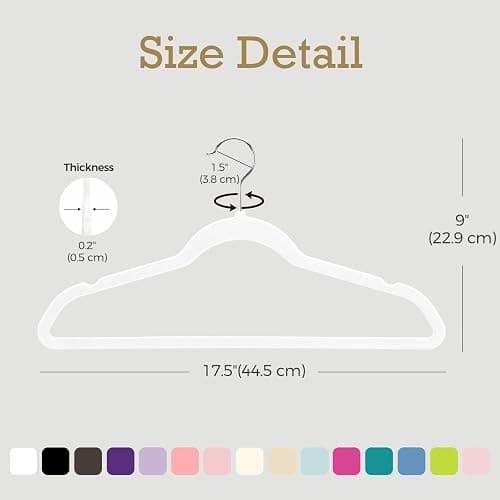 HOUSE DAY White Velvet Hangers 60 Pack, Non Slip Clothes Felt Hanger Heavy Duty for Coat, Premium Slim Space Saving Suit Hangers for Closet Organizer, 360° Rotating Silver Hook thumbnail 2