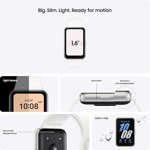Samsung Galaxy Fit3, Smart Watch, Fitness Tracker, Health Monitoring, Silver, 3 Year Samsung Extended Warranty (UK Version) thumbnail 3