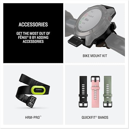 Garmin fēnix® 8 – 51 mm, AMOLED, Sapphire, Premium Multisport GPS Smartwatch, Long-Lasting Battery Life, Dive-Rated, Built-in LED Flashlight, Carbon Gray DLC Titanium with Pebble Gray Band thumbnail 6