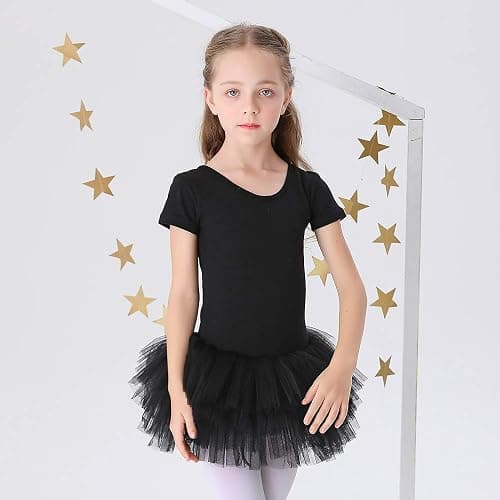 Bezioner Girls Cotton Ballet Dance Dress Cute Tutu Skirted Leotard Short Sleeve thumbnail 3