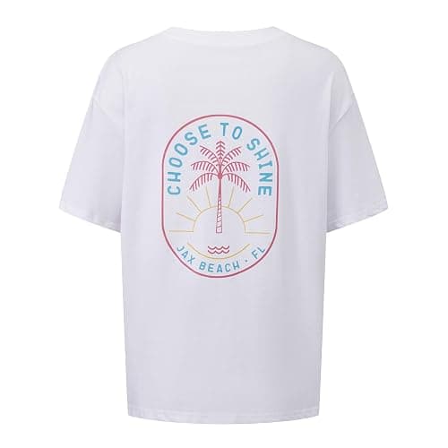 Women Teen Girls Oversized Graphic T Shirts Short Sleeve Aesthetic Ocean Animal Baggy Top Y2K Summer Beach Tees thumbnail 5