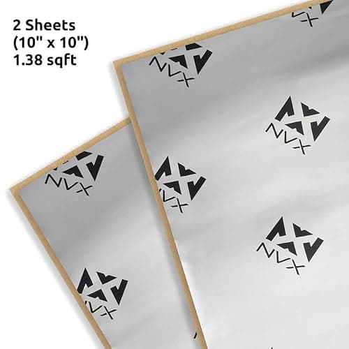 NVX SDSK2 90 Mil Thick 1.38 Sqft. Car Sound Damping Mat, Butyl Automotive Deadener, Audio Noise Vibration Insulation, and Dampening (Two 10" x 10" Pieces) - Speaker Kit - 1.38 sq. ft. Speaker Kit (Silver) thumbnail 6