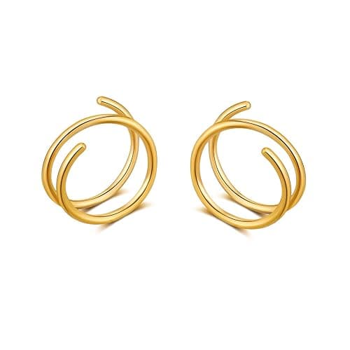 Goenjoy Double Hoop Earrings for Single Piercing,Double Earrings for One Hole, Twist Double Hoop Huggie Earrings, Wrap Earrings Spiral Earrings for Women - Image 1