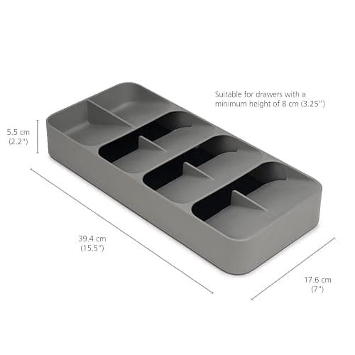 Joseph Joseph DrawerStore Compact Utensil Organizer For Kitchen Drawer Silverware, Flatware Tray, Grey thumbnail 3