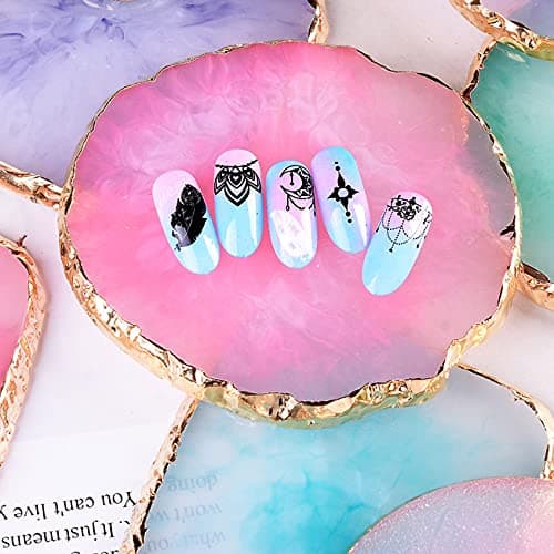 2 Pcs Resin Nail Art Palette, Valentine Nails Art Painting Palettes Gold Edge Nail Holder Nail Art Display Board Galentines Gifts Valentines Day Gifts for Women thumbnail 4