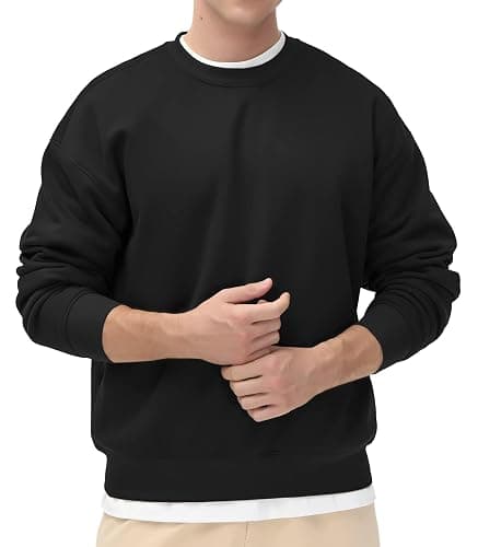 THE GYM PEOPLE Men's Fleece Crewneck Sweatshirt Thick Loose fit Soft Basic Pullover Sweatshirt thumbnail 2