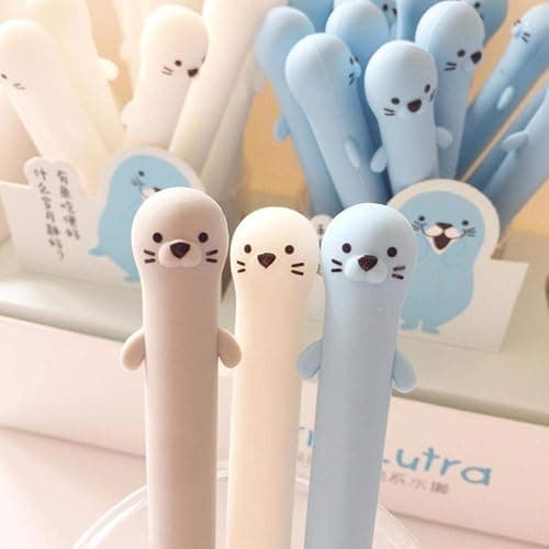 Doraking 3pcs 0.5mm Fine Point Gel Pens, Cute Cartoon Otters Refillable Gel Ink Pens, Black Ink Pen for Writing Note with Box (Otter) thumbnail 3
