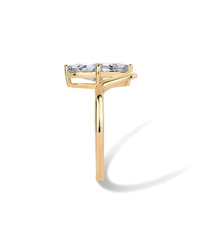 PAVOI 14K Gold Plated Marquise 1.5CT Cubic Zirconia Bridal Engagement Ring for Women - Statement thumbnail 3
