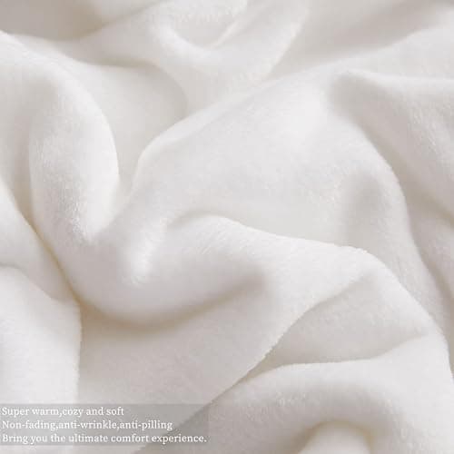 KMUSET Fleece Blanket Throw Size White Lightweight Super Soft Cozy Luxury Bed Blanket Microfiber thumbnail 3