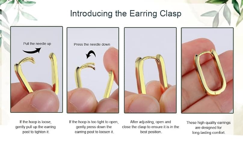 925 Sterling Silver Hoop Earrings for Women Small Square Hypoallergenic 14K Gold Plated Hoop Earrings Geometric Minimalist Rectangle Hoops thumbnail 6