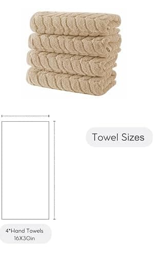 BAGNO MILANO Turkish Bath Towels, Soft Plush Jacquard Luxury Bath Towels, Quick Dry Towel Set (Sand Beige, 4 Pcs Hand Towel Set) thumbnail 5