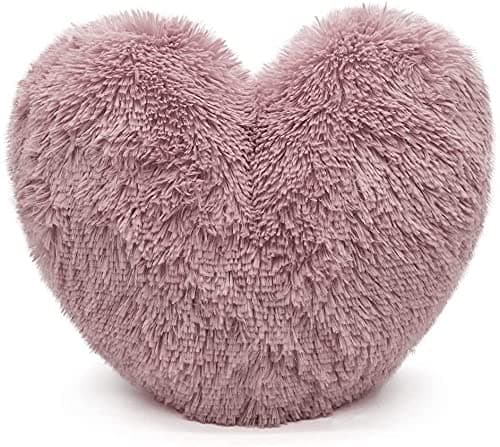 NIGHTZONE Teddy Cuddles Heart Shape 3D Fleece Filled Cushion Soft Comfortable Warm & Cozy Home Decor Size 38cm 100% Polyester Teddy Heart (Blush Pink) - Image 1