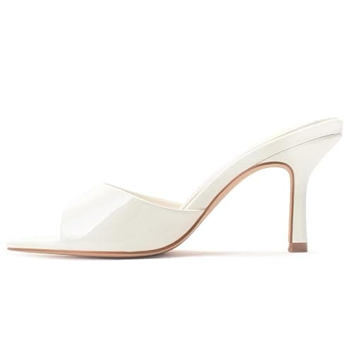 Riekhany High Heel Mules for Women Slip On Open Pointed Toe Classy Patent Leather Stiletto Pumps Formal Slingback Mule Sandals Dress Walking Shoes thumbnail 4