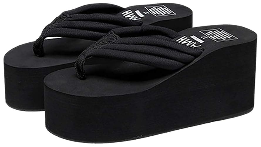 QZUnique Women Flip Flop, Thong Wedge Platform Sandals Arch Support Slippers High Heel Comfortable Cushion Shoes Summer Beach - Image 1