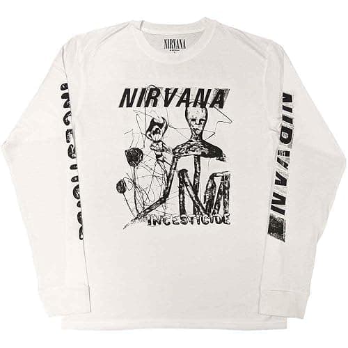 Nirvana T Shirt Incesticide Band Logo Official Unisex White Long Sleeve - Image 1