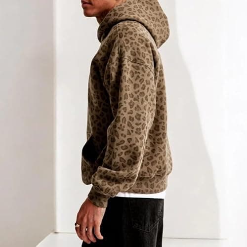 Yulugeman Cheetah Print Hoodie Y2k Leopard Print Hoodie Oversized Cheetah Sweatshirt Pullover Vintage Streetwear Hoodies thumbnail 3