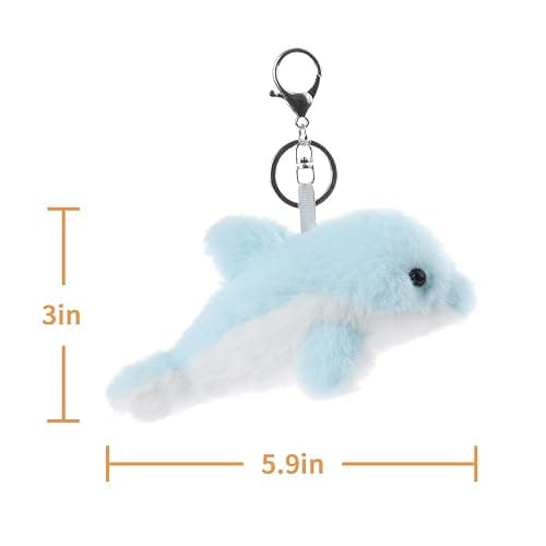 Apricot Lamb Cute Ocean Toys Plush Sea Blue Dolphin Stuffed Animal Soft Keychain for Kids Bag, Purse, Backpack, Handbag (6 Inches) thumbnail 3