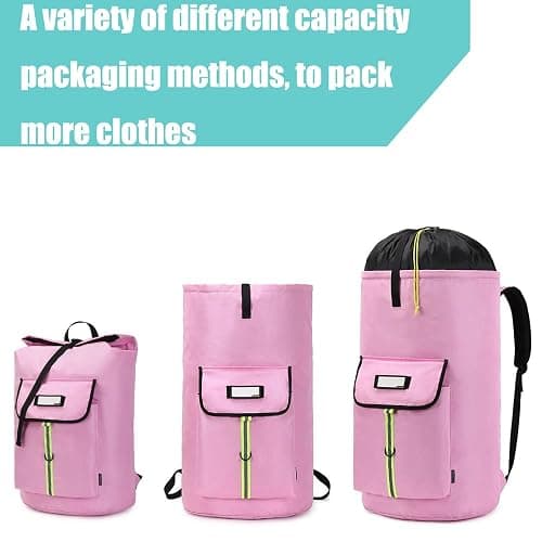 SUOVOCK laundry bag backpack,extra-large heavy duty laundry bags,laundry backpack for college students,drawstring closure (Light Pink Laundry Bag) thumbnail 5