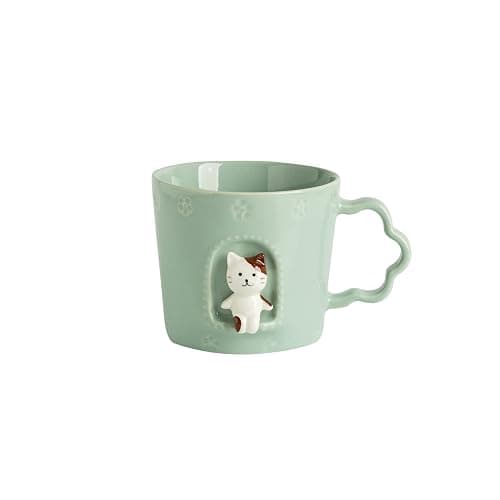 DIHOclub Cat Ceramic Cup Window Animals Mug Cute Cartoon Handmade Figurine Mugs,Holiday and Birthday Gift for Daughter,Son,Kids,9 OZ (Blue) - Image 1