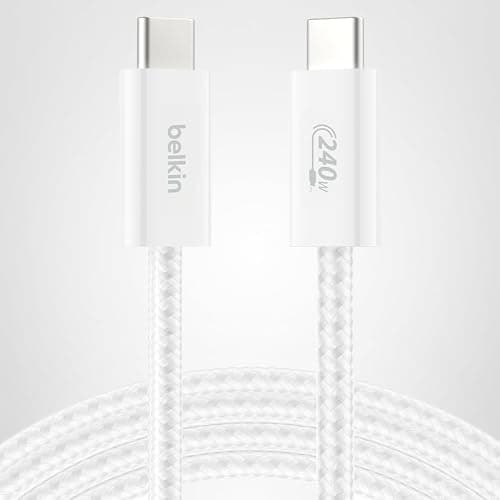Belkin USB C to USB C Cable, 6.6ft, 240W - Type C Charger, iPhone Charger Cord, Soft, Braided, Flexible for iPhone 17, Galaxy S25, Pixel 10, MacBook, Chromebook, iPad Pro, Switch Steam Deck – White thumbnail 10