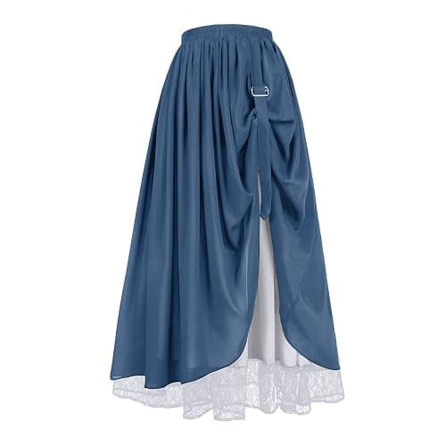 Women's Renaissance Skirt Victorian Peasant Double-Layer Maxi Long Skirt - Image 1