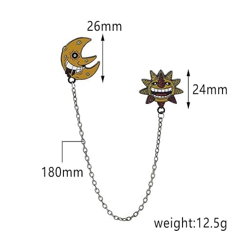 VNYIGDJS 3 Pcs Anime Soul Necklace Ring Pins Set Anime Cosplay Jewelry Ghost Pendant Evil Sun And Moon Enamel Pins For Backpack thumbnail 5