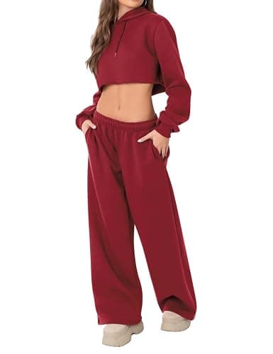 HeSaYep Women's Fleece Lined Sweatpants Wide Leg Thermal Winter Warm Baggy Sweat Pants with Pockets thumbnail 5