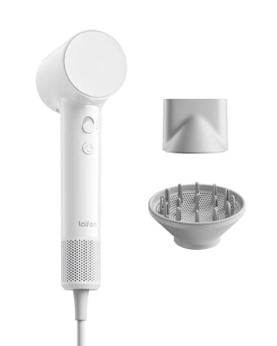Laifen Air Diffuser Hair Dryer, 15 × High-Speed Ionic Hairdryer, White | Perfect for Daily Use & Curly Hair, Palm-Sized, Mini Blow Dryer with Diffuser, Travel Hair Dryers for Women, Hair Accessories - Image 1