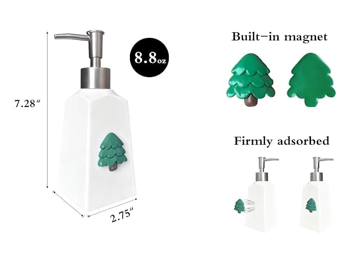 Nestriculus Seasonal Soap Dispenser with 11 Interchangeable Magnets - Seasonal Decor - Farmhouse Bathroom Kitchen Decor (Resin,Built in Magnet) - 8.82oz (Silver) thumbnail 2