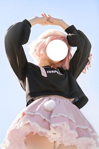 Off Shoulder Sweatshirts Teen Girls Lolita Kawaii Embroidered Heart Graphic Lace Up Crop Top Casual Pullover… thumbnail 4
