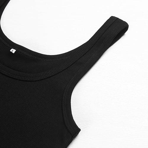 Artfish Women's Scoop Neck Sleeveless Knit Ribbed Fitted Casual Crop Tank Top thumbnail 3