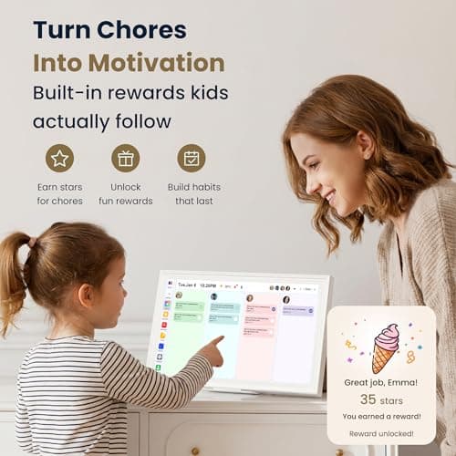 Winnovo 15.6-Inch Smart Digital Calendar & Photo Frame for Family, Wall Planner with Auto-Sync to Apple, Google & Outlook, Touchscreen Display with Chore Chart, To-Do Lists & Meal Planner, White Frame, No Subscription thumbnail 4