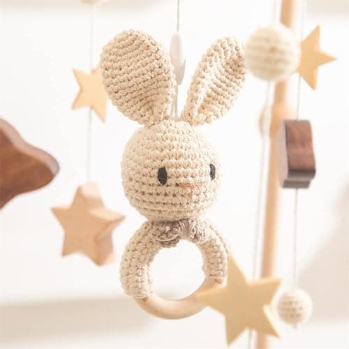 SWECOMZE Baby Mobile, Crib Mobile for Boys & Girls, 3D Clouds Rabbit Animals, Wind Chimes, Kids Room, Baby Girl Nursery Decor (B) thumbnail 5