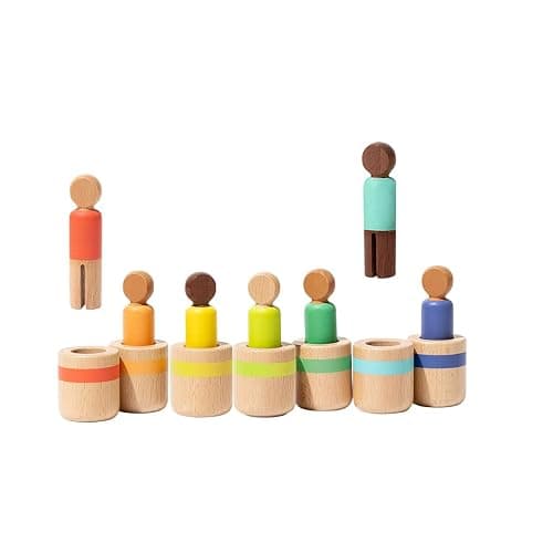 Lovevery Post & Play Peg People Baby Toy, 7 Wooden Peg Doll Practice Color Matching, Stacking, and Balancing, Ages 13 Months + thumbnail 5