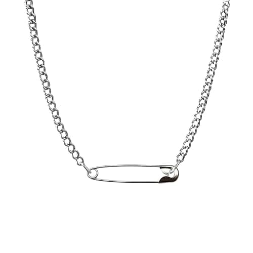 POYAMUSE Minimalist Safety Pin Pendant Necklace for Women - Silver Paperclip Chain Necklace - Unique Fashionable Collarbone Jewelry - Image 1
