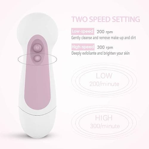 Waterproof Facial Cleansing Spin Brush Set with 5 Exfoliating Brush Heads - Electric Face Scrubber Cleanser Brush by CLSEVXY - Face Brush for Gentle Exfoliation and Deep Scrubbing thumbnail 4