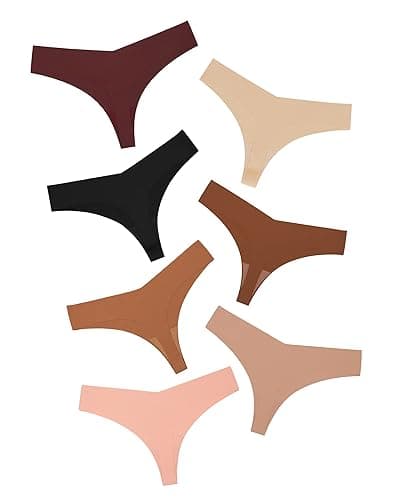 DEANGELMON Seamless Thongs for Women No Show Thong Underwear Women Comfortable Multiple Pack - Medium - Coffee-7pack - Image 1