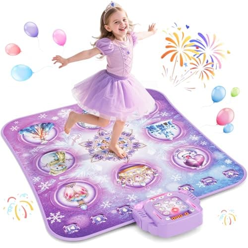Dance Mat Toy for 3-12 Year Old Girls, Electronic Dance Pad with Wireless Bluetooth,Frozen 8-Button Music Princess Toys Play Mat for Kids with LED Light, Built-in Music, Toddlers Birthday Gift Ages 3+ - Image 1