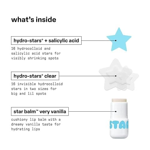 Starface Gift Set, Clear + Blue Patch (64 ct) + Vanilla Star Balm | Hydrocolloid • Dermatologist Tested • Covers & Protects Visible Spots • Absorbs Gunk • Hydrating • Shea Butter thumbnail 3