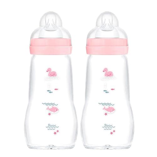 MAM 67036722–2 – Lot de 2 biberons confort en verre 260 ml - pour fille thumbnail 2